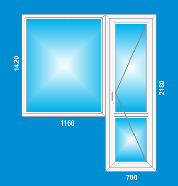 Цена на пластиковое окно с дверью (балконный блок) в Долгопрудном